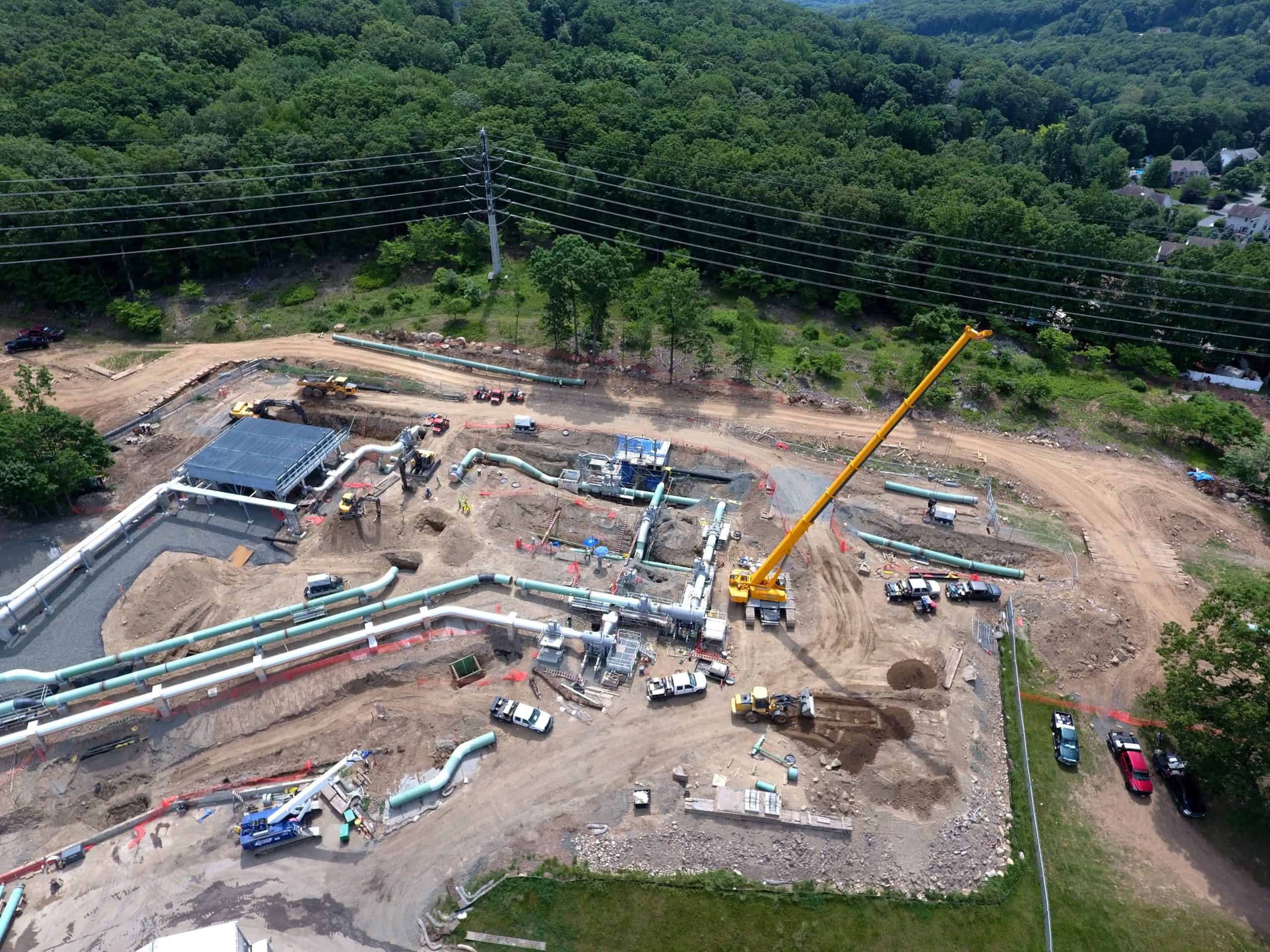 overhead view of construction work on an energy project